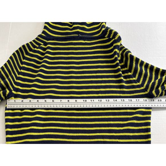 Women’s Style & Co Striped Navy Yellow Hoodie Long Sleeves Front Pocket FLAW - Picture 7 of 9